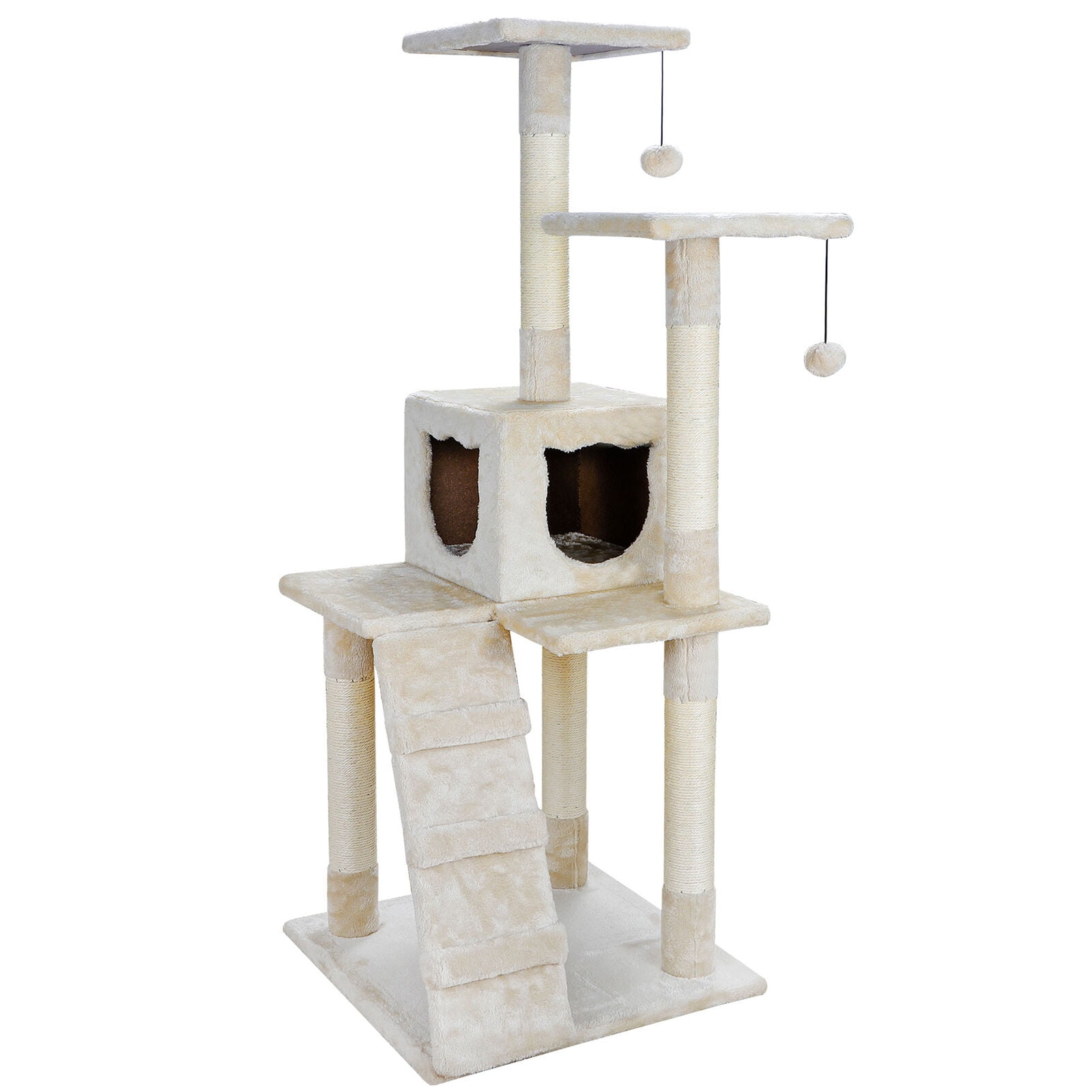 52" 62" 72" Cat Tree Condo Kitty Climbing Tower Pet Scratching Post Play House 