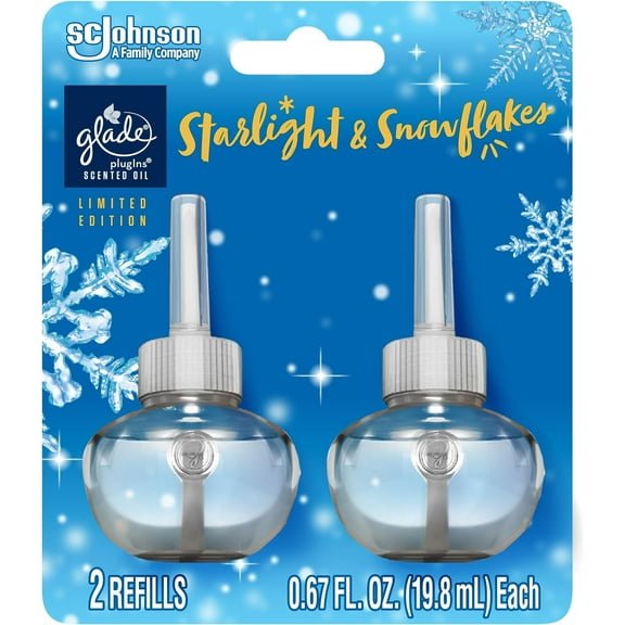 Glade PlugIns Refills Air Freshener, Starlight & Snowflakes, 1.34 Fl Oz, 2 Count