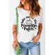 thumbnail image 2 of ABPHQTO Camiseta de manga corta con estampado gráfico de letra con parche de calabaza blanca para mujer, 2 of 5
