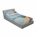thumbnail image 3 of Ambesonne Nautical Fitted Sheet & Pillow Sham Set, Wooden Bridge to Sea, Queen, Blue Brown, 3 of 3