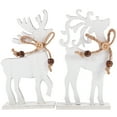 thumbnail image 3 of LIYUNMIAO 2pcs Reindeer Christmas Decorations Rustic Wooden Reindeer Figurine for Home Shelf Cabinet Desktop, 3 of 4
