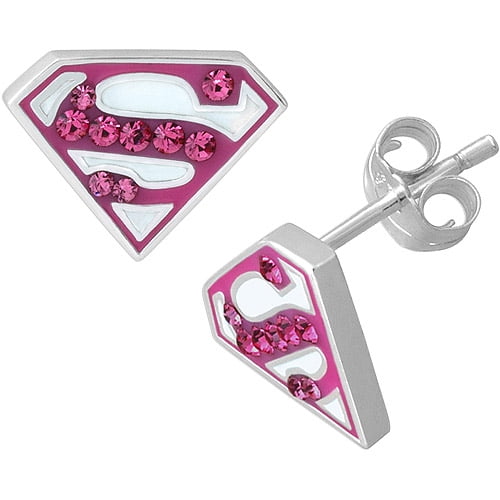 Dc Comics Super Sterling Silver Superman Logo Pink Crystal Customer Reviews