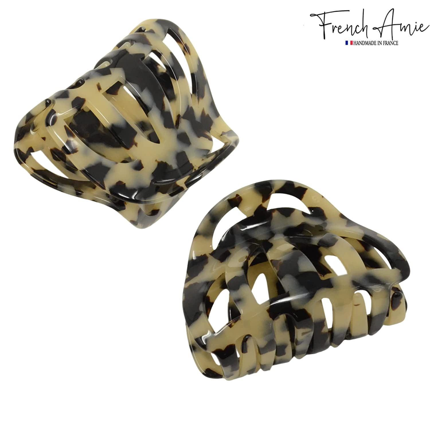 French Amie Hump Small 2 3/4" Celluloid Handmade Jaw Hair Claw Clip