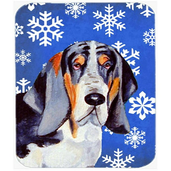 Basset Hound Winter Snowflakes Holiday Mouse Pad, Hot Pad Or Trivet