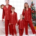 thumbnail image 1 of Conjunto de pijama de dos piezas para niños, con camiseta y pantalón de color liso de manga corta y Navidad., 1 of 6