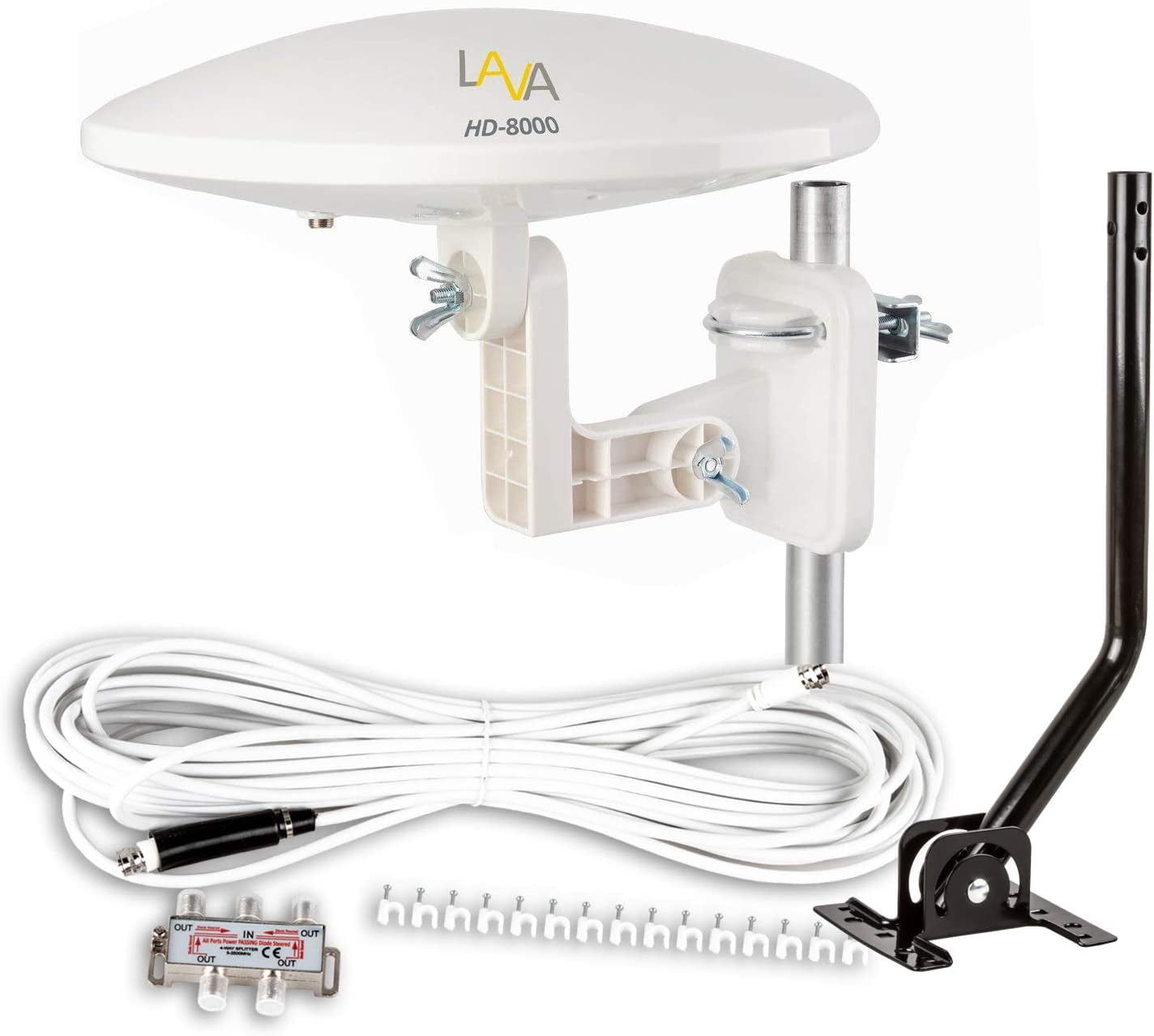 LAVA HD-8000 360-DEGREES HDTV DIGITAL AMPLIFIED OUTDOOR TV ANTENNA HD VHF CABLE