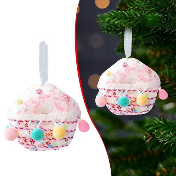 SeekLGT Cute Christmas Ice Cream Dessert Ornaments Mini Faux Donut Cupcake Candy Tree Hanging Decor Colorful Sweet Treat Props for Holiday Party
