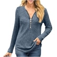thumbnail image 2 of Jinhomg Quarter Zip Shirt for Women Casual Comfy Solid Knitted Tops Lightweight Comfy Long Sleeve Tunic Blouse 2025 Trendy Sweaters Winter Saving Blue M, 2 of 7