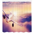 thumbnail image 2 of Ambesonne Aircraft Shower Curtain, Plane Above Sunset Clouds, 69"Wx75"L, Cream Peach and Mauve, 2 of 4