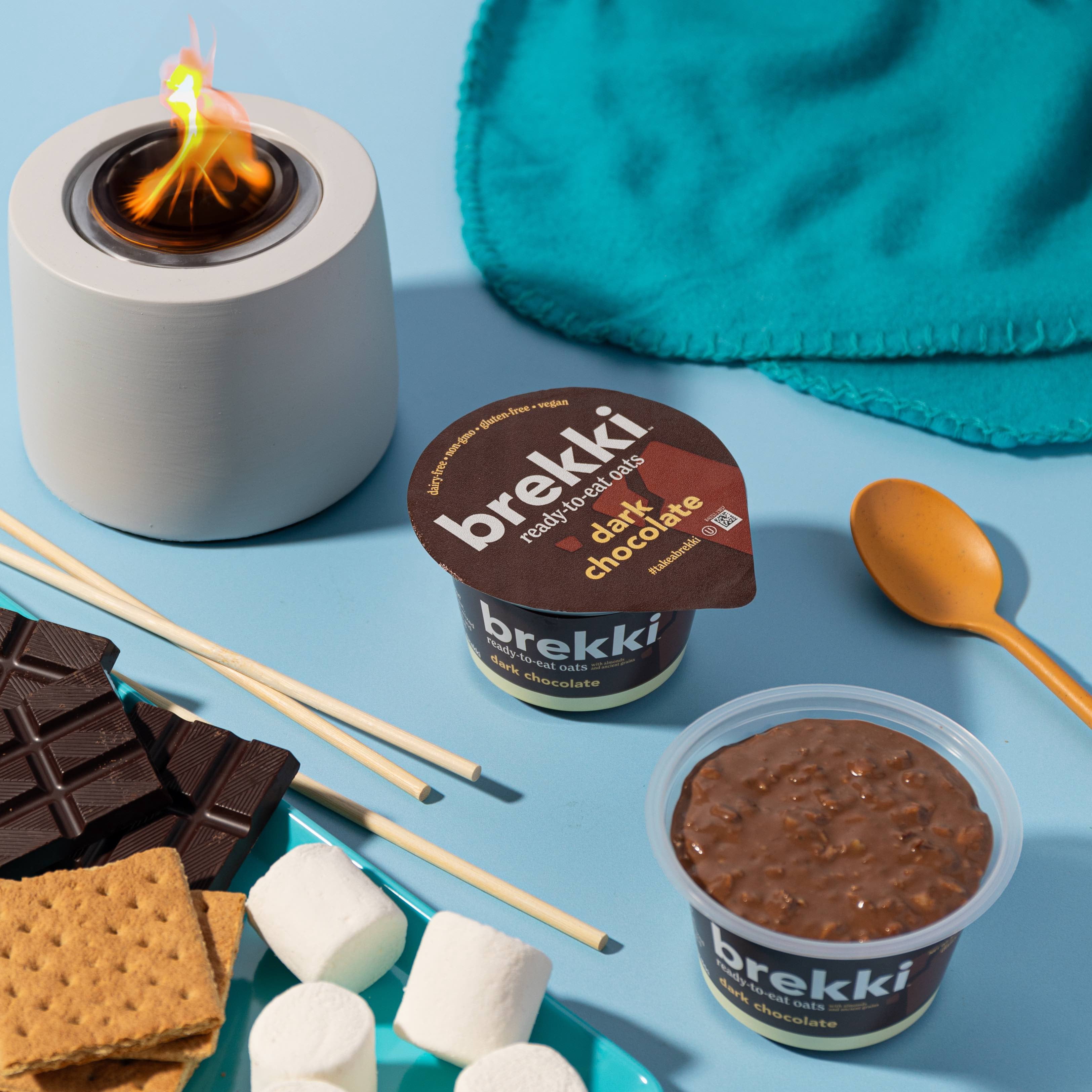 Brekki Gluten-Free Dark Chocolate Ready-to-Eat Overnight Oats, Refrigerated Cup 5.3 oz