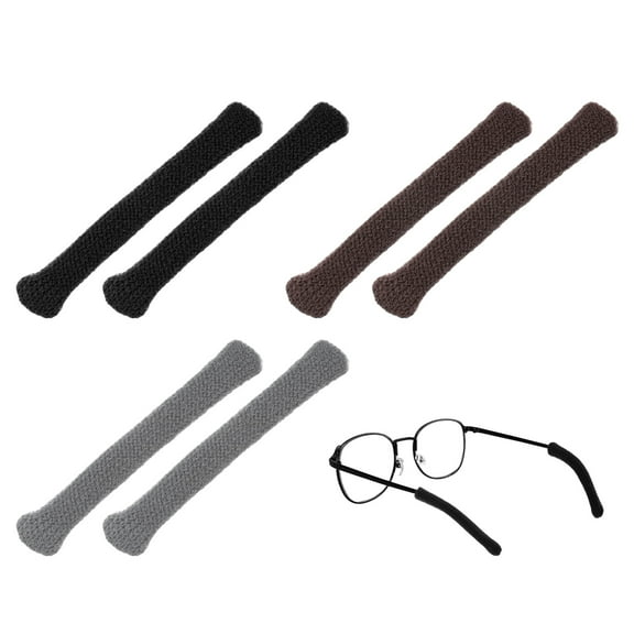 Uxcell Soft Glasses Ear Cushion [4 Pairs] - Cotton Eyeglasses Temple Tips Sleeve Anti-slip Grips - Gray, Black, Brown