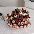 thumbnail image 4 of Oil Painting Style Small Tea Rose & Rosebud Artificial Flower Bouquet | Faux Floral Arrangement for Home Decor Photography & Gifts | 1 Piece, 4 of 9