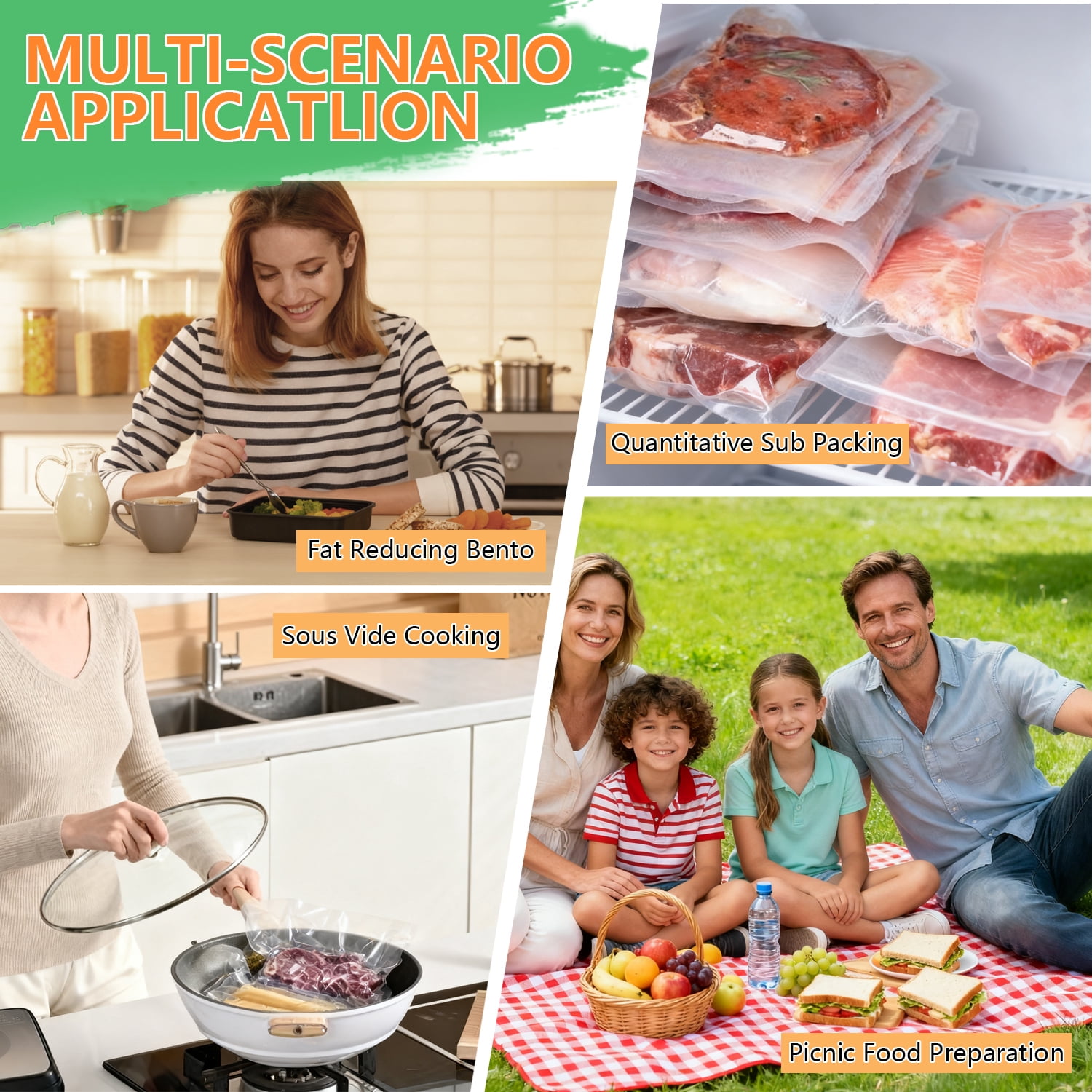 Food Vacuum Sealer Machine with Rolls Food Vacuum Sealer Bags, Automatic Food Saver with Dry & Moist Food Modes, Built-in Cutter, External Vac for Jars and Containers