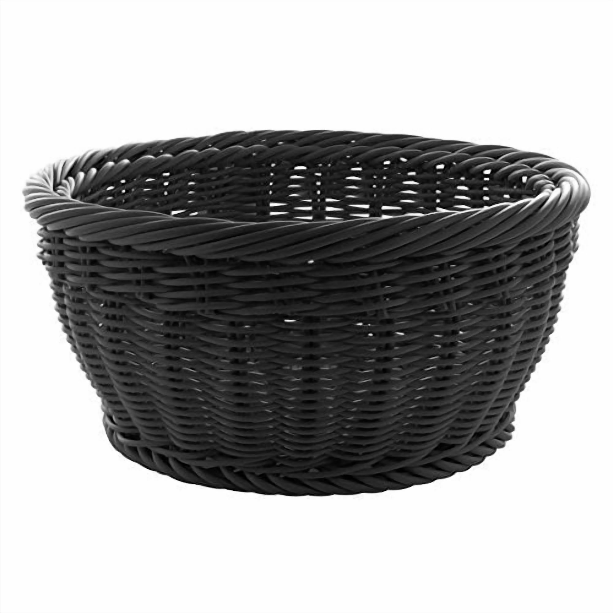 HUBERT Round Black Plastic Basket 13 3/8 Dia x 6 1/4 H