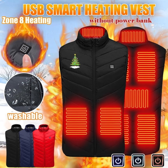Hueook Heated Vest Women Heated Vest For Men Plus Size Heated Coat for Women 8 Heating Heated Jacket Winter Heating Coat Red 3X