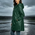 thumbnail image 6 of Stamzod Rain Coats for Women Lightweight Long Sleeve Hooded Long Rain Jacket Waterproof Windbreaker Outerwear with Pockets Army Green S, 6 of 10