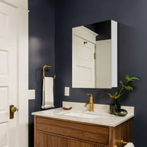 20 Inch W x 26 Inch H Surface Frameless Mirror Medicine Cabinet, Beveled Mirror Edges Bathroom Medicine Cabinet, Left opening door