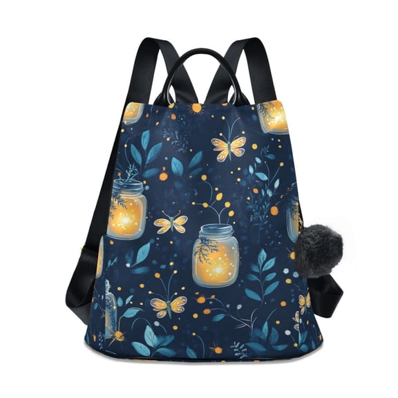 FORMRS Women's Travel Backpack Purse Anti-Theft Hidden Pockets Casual Shoulder Bag, Blue Fireflies Pattern