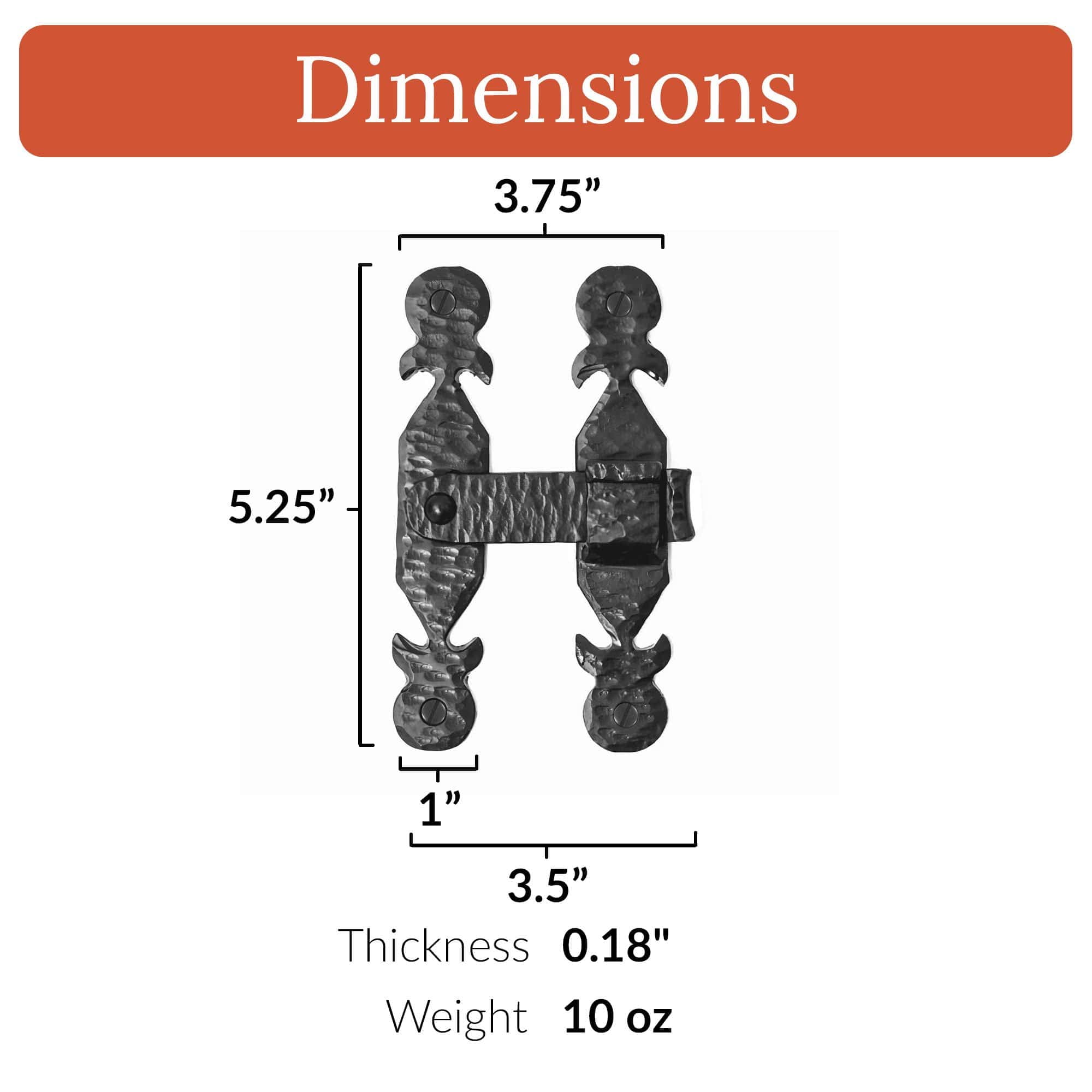 5.25 inch Decorative Bar Flip Latch- Black - Small Latch - Gate Hardware Wrought Iron Decorative Hardware Hook Latch Attic Door Latch - The Hacienda Series by Borderland Rustic Hardware
