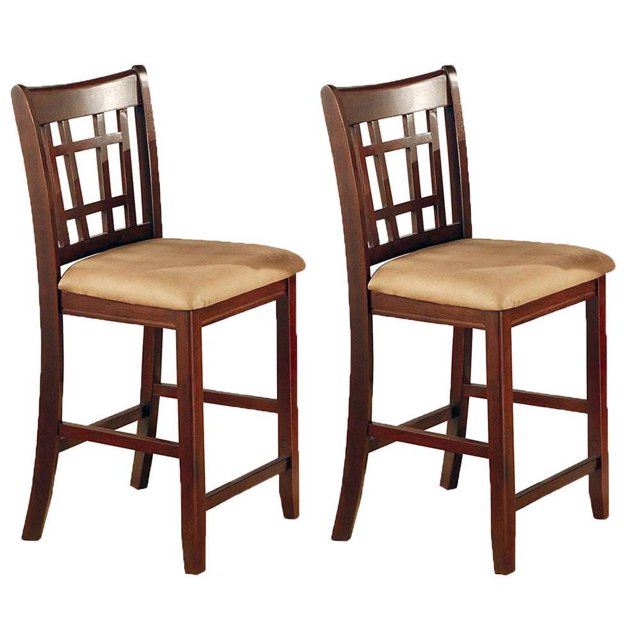 Coaster Home Furnishings Lavon 24 Inch Hardwood Bar Stool, Tan & Brown (Pair)