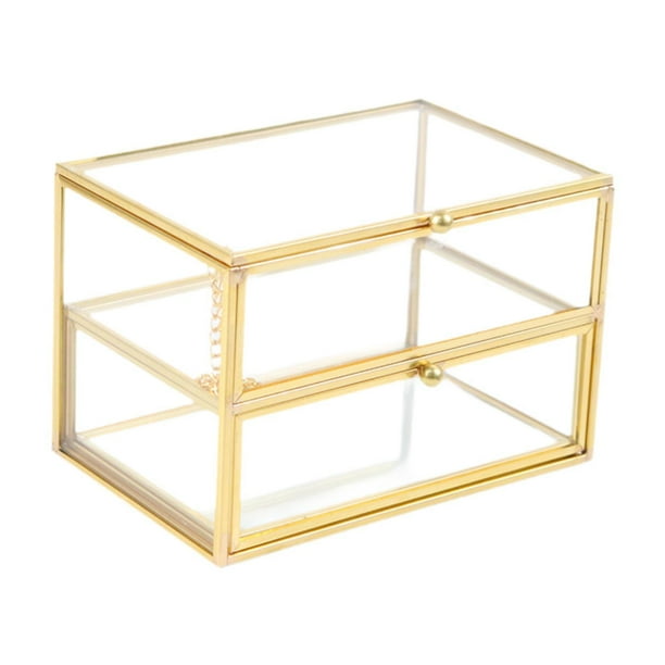 Joyero de cristal, caja decorativa transparente, caja de baratija para regalo de cumpleaños, organizador, caja de almacenamiento de cosméticos para