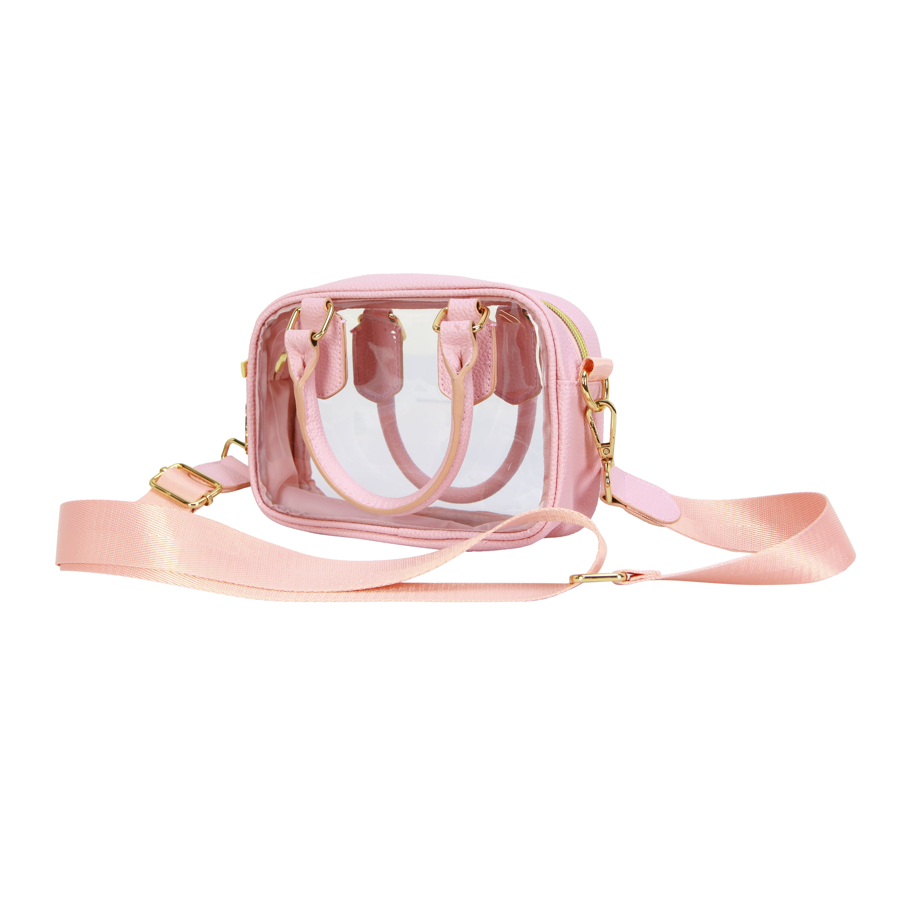 Hello Hobby Clear Handbag, Customizable Transparent Purse for Stadiums, Concerts, and Everyday Use, Pink Accents