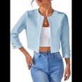 thumbnail image 2 of Chaquetas Casuales para Mujer, Chaqueta Corta con Abertura Frontal Azul L, 2 of 8