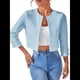 thumbnail image 2 of Chaquetas Casuales para Mujer, Chaqueta Corta con Abertura Frontal Azul M, 2 of 8