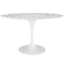 Modway Lippa 54" Oval Artificial Marble Dining Table in White