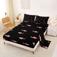 thumbnail image 2 of Manfei Silhouette Shark King Sheets, Ocean Animal Bedding, Black Pink, 4-Piece, 1 Flat Sheet, 1 Fitted Sheet and 2 Pillowcases, 2 of 6