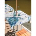 thumbnail image 2 of Outdoor Tablecloth with Umbrella Hole for Patio/Picnic/Party/Camping, Summer Marine Life Waterproof Table Cloth Square Cover Washable, Ocean Turtle Coral Shells Wooden Gray (60"x 60"), 2 of 9
