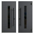 thumbnail image 5 of Front Exterior Prehung Steel Door / Ronex 0130 Grey / 2 Side and Top Exterior Window Sidelite / Entry Metal Modern Painted W12+36+12" x H80+16" Left hand Inswing, 5 of 6