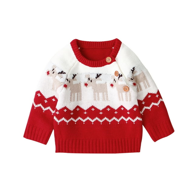goowrom Chandail à Col Rond Manches Longues Ample pour Enfants avec Motif Elk