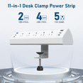 thumbnail image 3 of VILONG Desk Clamp Surge Protector Power Strip, 5 Outlets 6 USB Ports Total 40W Fast Charging Fits 1.6" Tabletop Edge,6ft, 3 of 7