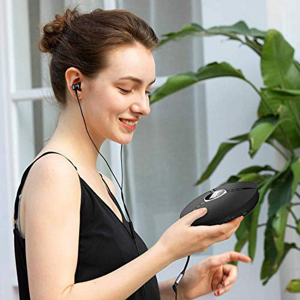 KLIM Discman Portable Compact CD Player with Built-in Battery, Includes Fusion Earphones.  MP3 CR-R/CD-RW Compatible, Black