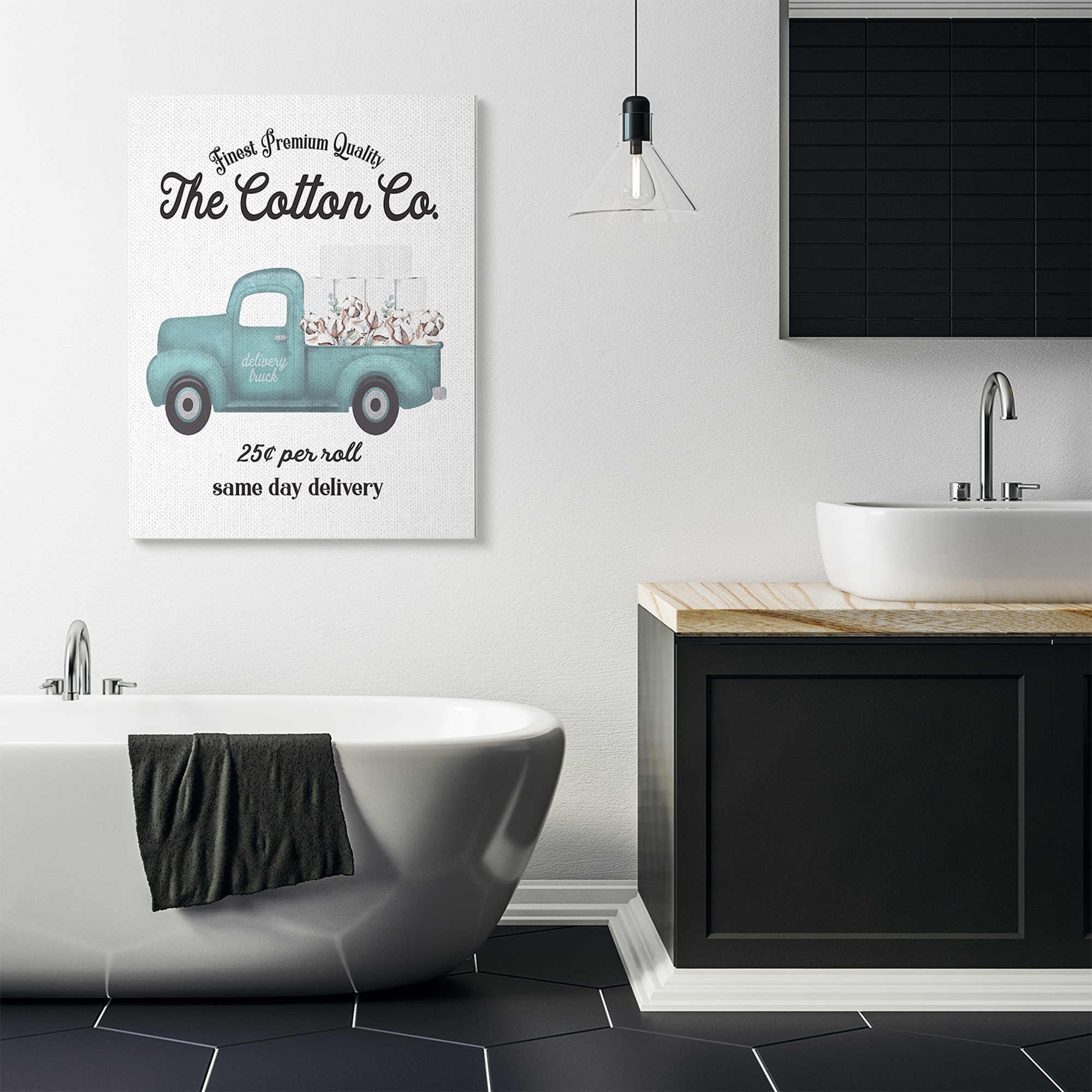 Stupell Industries Toilet Paper Cotton Co Delivery Truck Bathroom Word Design Canvas Wall Art by Lettered and Lined