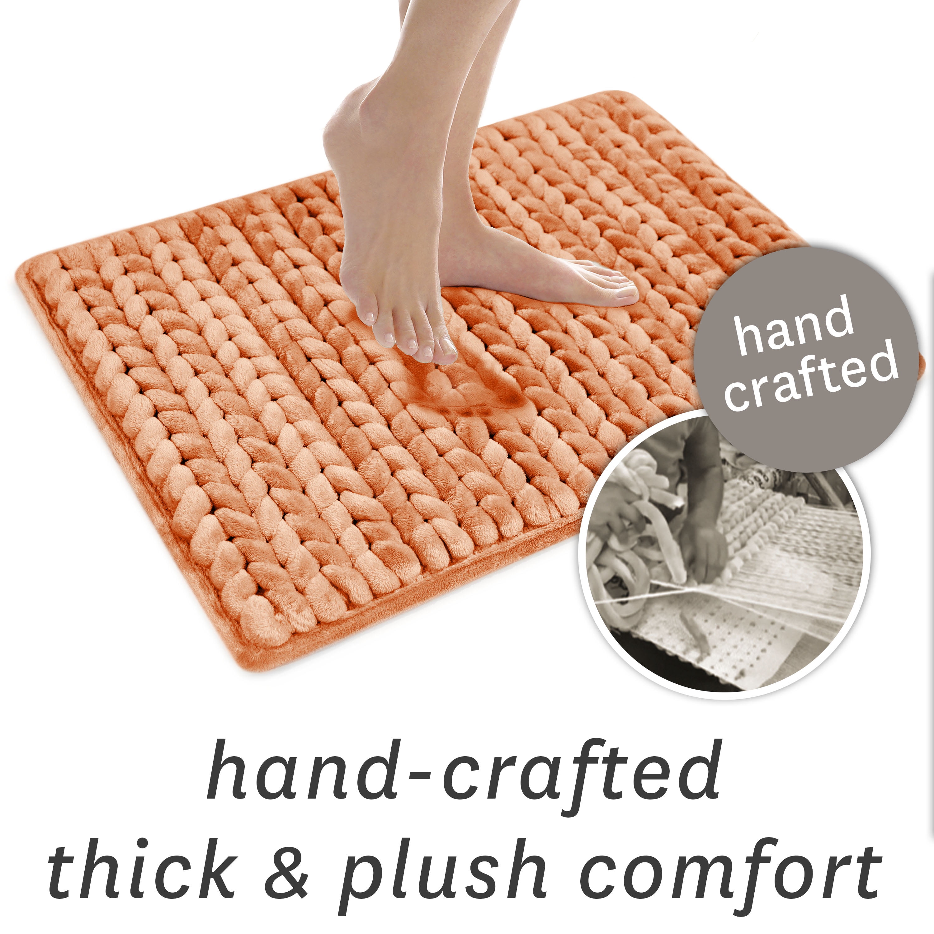 Thick & Plush Braided Bath Rug, Blush, Charcoal Infused Memory Foam, 17x24", Better Homes