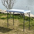 thumbnail image 5 of Tcbosik Folding & Portable Fish Cleaning Table with Sink and Faucet, Outdoor Camping Sink Station for Hunting, Picnic, BBQ, Off White, 5 of 7
