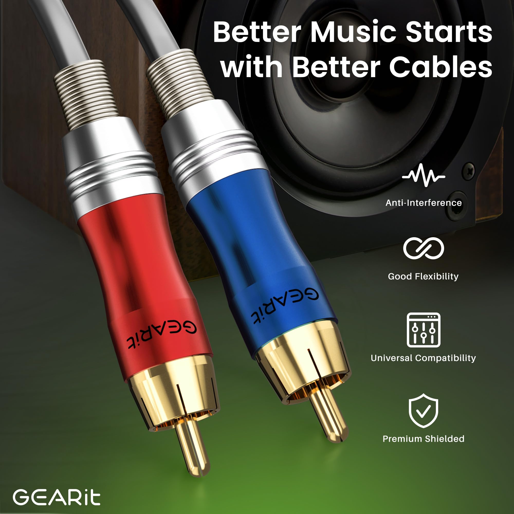 GEARit Dual 2 XLR Female to Dual 2 RCA Male Cable (15ft) 2-XLR to 2-RCA Female to Male Plug for Home Theater Mixers Amplifiers Hi-Fi Systems Microphone, 15 Feet