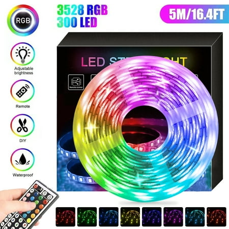 

SUGIFT 16.4ft LED Light Strip RGB LED Light Strip Color Changing 3528 300 LEDs with 44 Keys IR Remote for Home Bedroom Kitchen DIY Decoration
