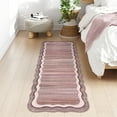 thumbnail image 4 of Wonnitar 2' x 6' Hallway Runner Rug, Washable Scalloped Kitchen Rug, Non Slip Low Pile Runner Mat Farmhouse Striped Indoor Accent Rug for Entryway Bedroom Laundry Bathroom, Pink, 4 of 7