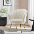 thumbnail image 5 of Andeworld Mid Century Accent Chair, Upholstered Living Room Makeup Vanity Chair, Modern Barrel Arm Guest Leisure Chairs for Bedroom,White with Golden Legs, 5 of 5