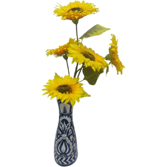 India Meets India Ceramic Flower Vase w/ Artificial Flower [Blue], Decorative Vase for Home Décor/Living Room/Office/Table Top/Dining Area and Windowsill Décor, 24.5 inches
