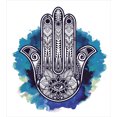 thumbnail image 3 of Hamsa Duvet Cover Set, Rich Ornaments in Bohemian Style Moroccan Lucky Piece Watercolor, Decorative 3 Piece Bedding Set with 2 Pillow Shams, Queen Size, Blue Indigo White, by Ambesonne, 3 of 3