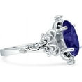 thumbnail image 5 of Art Deco Marquise Filigree Engagement Ring Blue Sapphire Cubic Zirconia White Tone 925 Sterling Silver, Size 7, 5 of 7
