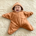 thumbnail image 2 of Cute Baby Starfish Onesie, Soft Fleece Newborn Jumpsuit, Thick Warm Infant Footie Romper and Sleeping Sack (Orange,Size:9M), 2 of 10