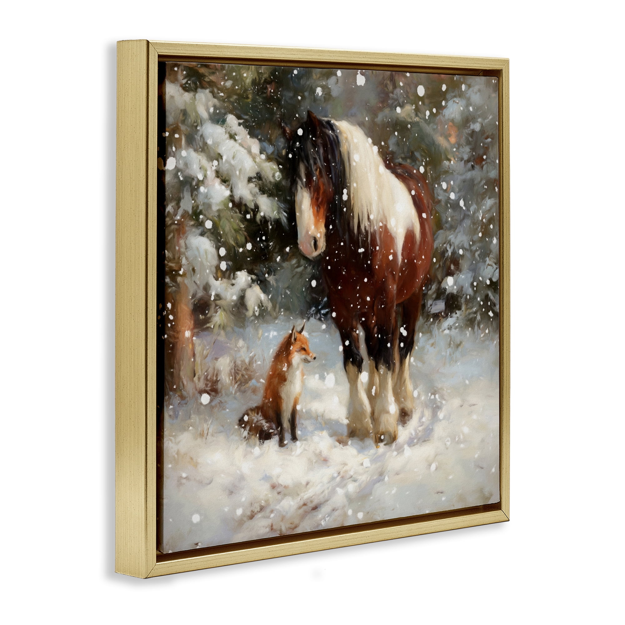 Stupell Industries The Horse & The Fox Gold Framed Floater Canvas Wall Art, design by Tina LeCour