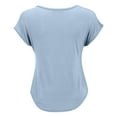 thumbnail image 6 of Women's Pocket V-Neck Tee - Summer Basic Casual T-Shirt, Loose Fit Comfortable Solid Color Top | Yubnlvae (Light blue | L), 6 of 9