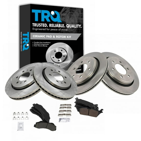 TRQ Front and Rear Brake Pad & Rotor Kit Brake Pads Brake Rotor Ceramic Vented Fits Select 2015-2017 Ford F-150