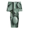 thumbnail image 5 of Square Circle Abstract Geometry Sage Green Women's Off The Shoulder Ruffles Summer Wedding Guest Loose Casual Party Beach Dress, 5 of 9